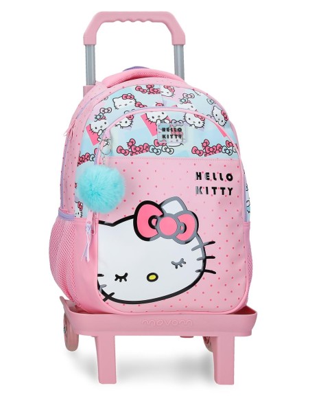 MOCHILA ADAP. 42CM 2C. C/CARRO. HELLO KITTY BOWS